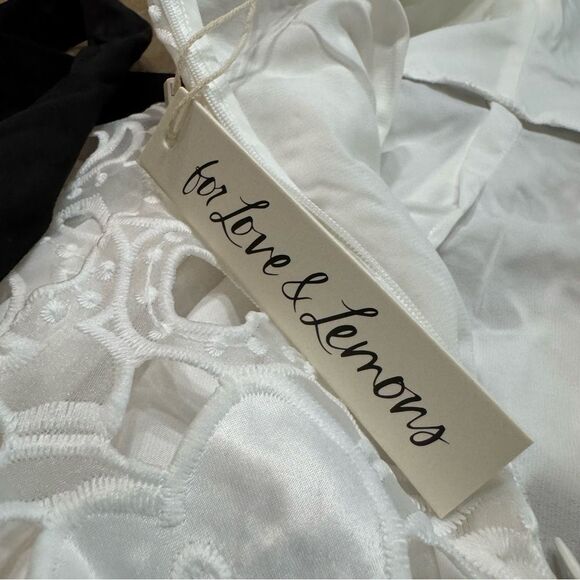 For Love & Lemons Marlene Lace Midi Dress XS White‎ Heart Embroidered Belt - Picture 13 of 14